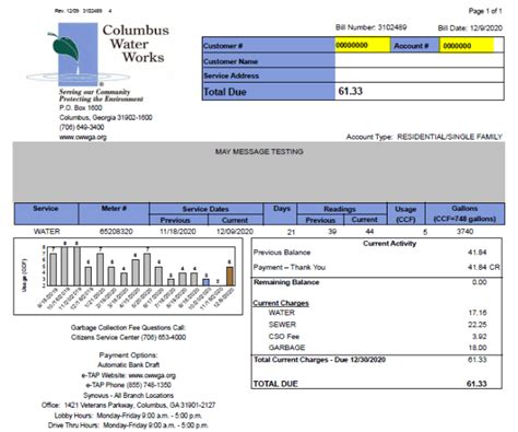 columbus city water phone number